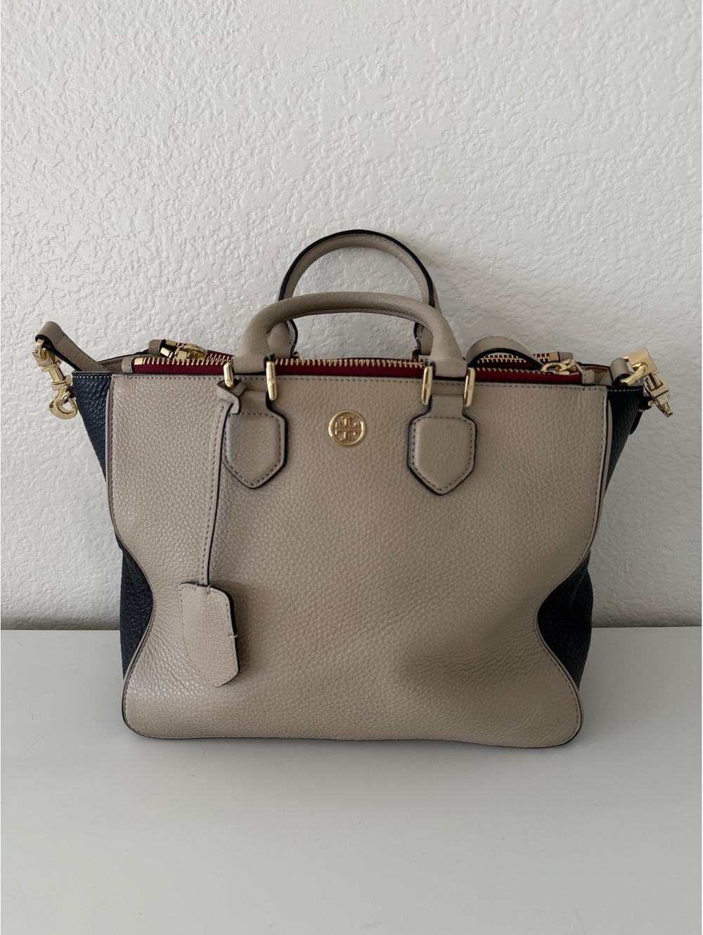 Tory Burch Robinson Pebbled Leather Satchel Tote Bag